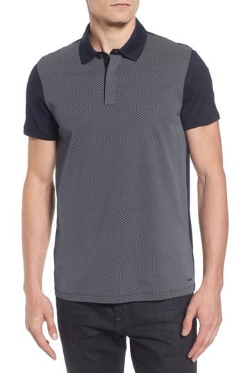 Men's Boss Slim Fit Micro Pattern Polo - Blue