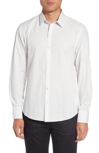 Men's Zachary Prell Owens Slim Fit Print Sport Shirt - White