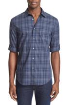 Men's John Varvatos Collection Slim Fit Plaid Roll Sleeve Shirt - Blue