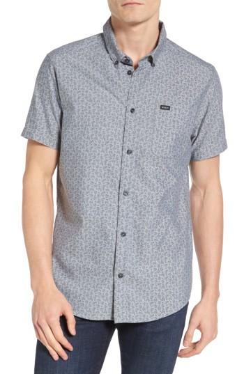 Men's Rvca That'll Do Floral Woven Shirt, Size - Grey