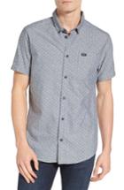Men's Rvca That'll Do Floral Woven Shirt, Size - Grey