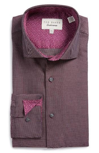 Men's Ted Baker London Kian Trim Fit Geometric Dress Shirt .5 32/33 - Red