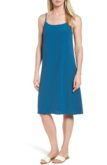 Petite Women's Eileen Fisher Midi Slipdress P - Blue/green