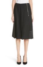 Women's Marc Jacobs Zip Detail Pleated Stretch Wool Skirt