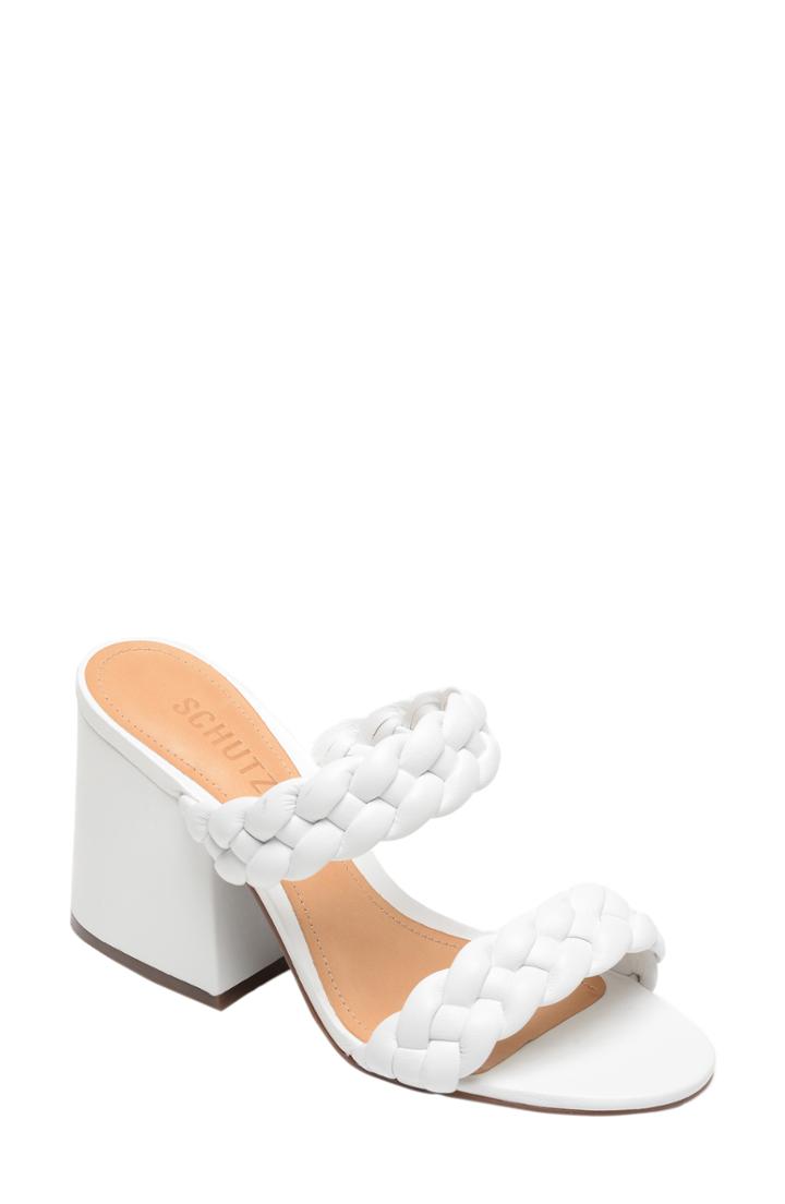 Women's Schutz Elida Block Heel Slide Sandal .5 M - White