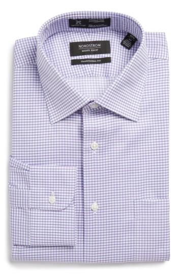 Men's Nordstrom Men's Shop Smartcare(tm) Traditional Fit Check Dress Shirt .5 - 35 - Purple
