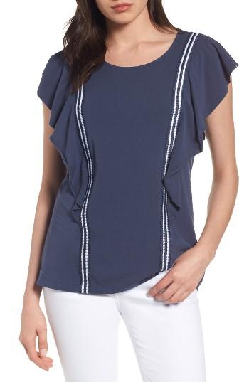 Women's Caslon Lace Trim Ruffle Tee