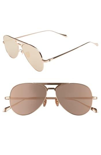Women's Valley Manubrium Zero 58mm Navigator Sunglasses - Rose Gold/ Rose Gold Mirror