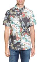 Men's Reyn Spooner Status Oceanic Tailored Fit Print Sport Shirt - Black