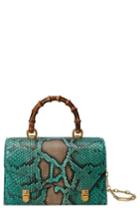 Gucci Small Linea P Painted Genuine Python Top Handle Satchel - Green