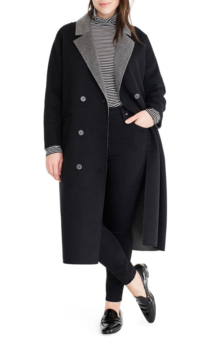 Women's Universal Standard For J.crew Double Face Wool Blend Coat, Size - Grey