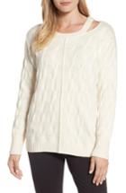 Women's Vince Camuto Keyhole Neck Cable Sweater, Size - White