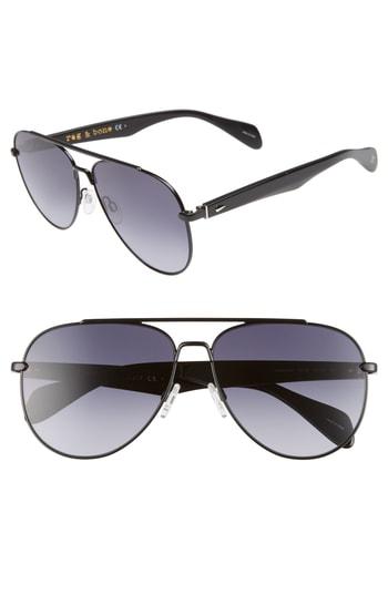 Women's Rag & Bone 62mm Oversize Aviator Sunglasses - Black