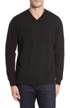 Men's Thaddeus Vinn Slubbed Long Sleeve V-neck T-shirt, Size - Black
