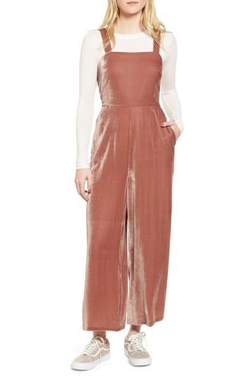 Women's Madewell Crushed Velvet Wide Leg Jumpsuit - Pink