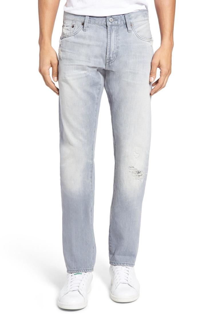 Men's Jean Shop Slim Straight Leg Selvedge Jeans - Grey