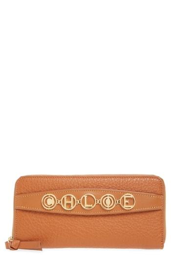 Women's Chloe Messages Around Leather Wallet - Brown