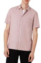 Men's Topman Slim Fit Cotton & Linen Woven Shirt - Pink