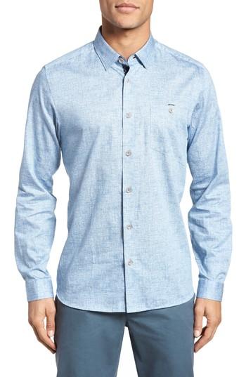Men's Ted Baker London Bookin Trim Fit Sport Shirt (s) - Blue