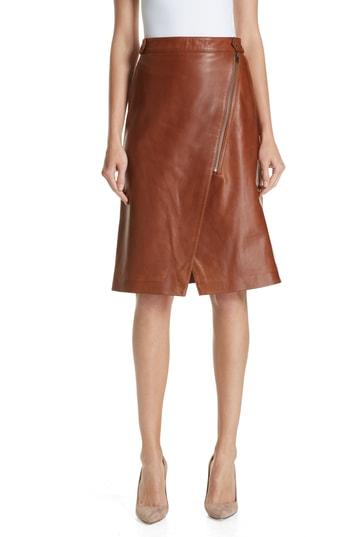 Women's Nordstrom Signature Faux Wrap Leather Skirt - Metallic