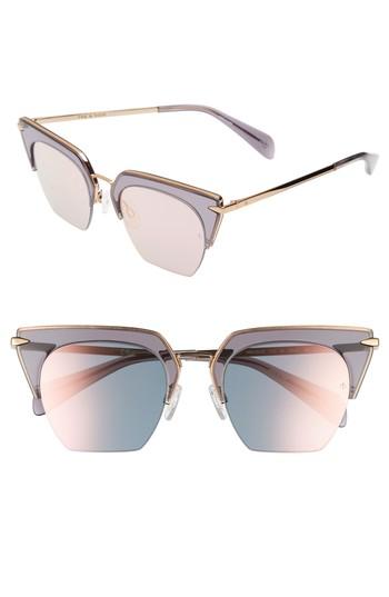 Women's Rag & Bone 51mm Cat Eye Sunglasses - Grey/ Gold