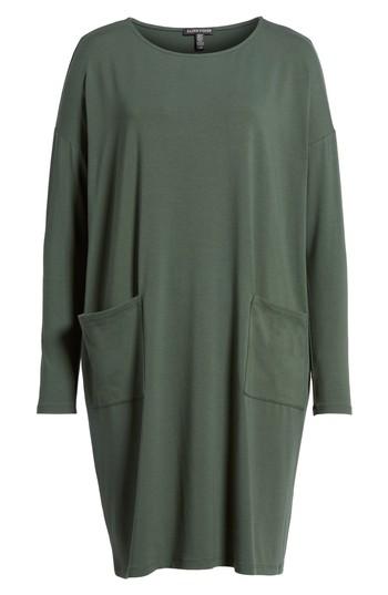 Petite Women's Eileen Fisher Jersey Ballet Neck Shift Dress P - Black