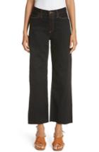 Women's Simon Miller Dever Contrast Stitch Wide Leg Jeans - Black