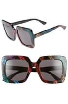 Women's Gucci 53mm Glitter Stripe Square Sunglasses - Rainbow