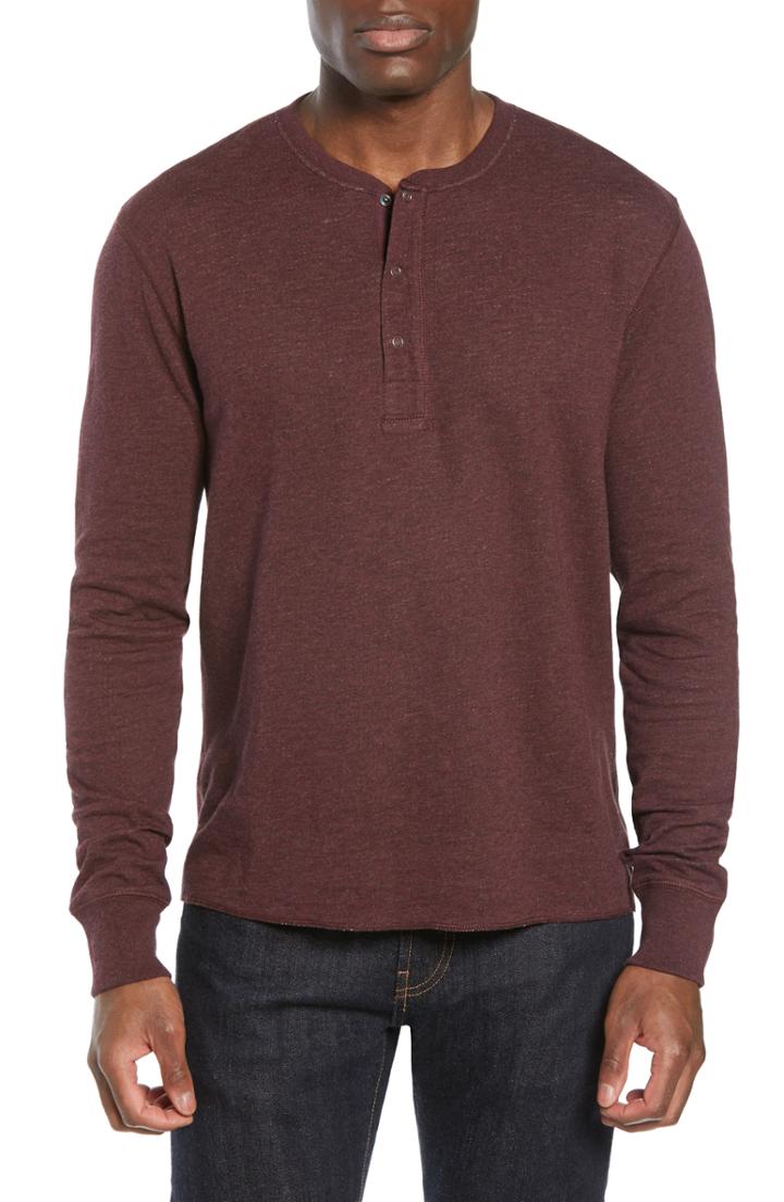Men's J.crew Double Knit Henley - Burgundy