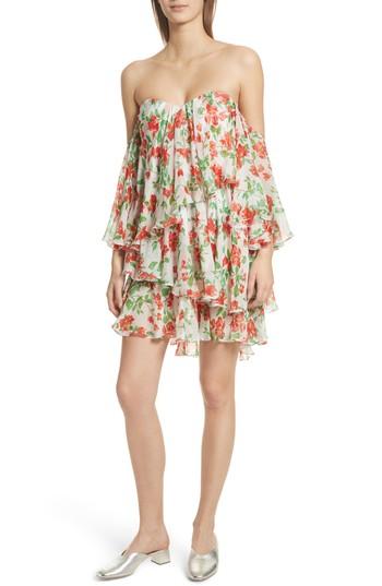 Women's Caroline Constas Cleopatra Detachable Sleeve Silk Minidress - White