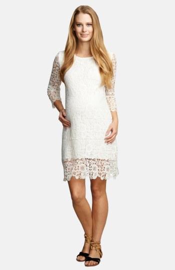 Women's Urbanma Crochet Maternity Shift Dress - White