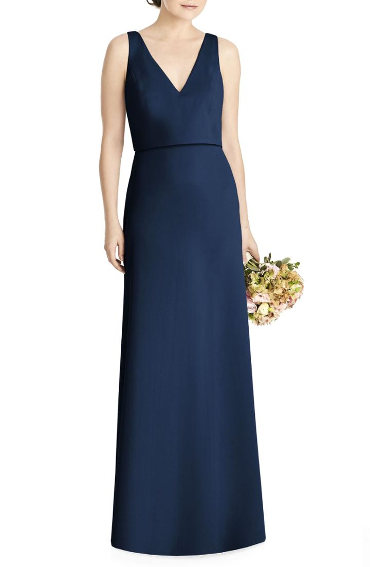 Women's Jy Jenny Yoo Tie Back Crepe Gown