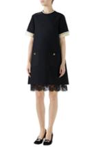 Women's Gucci Imitation Pearl Trim Crepe Cady Dress Us / 40 It - Black