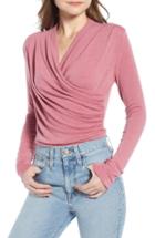 Women's Something Navy Wrap Front Knit Top, Size - Pink