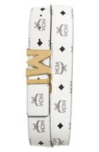 Men's Mcm Leather Belt, Size - White/ Black