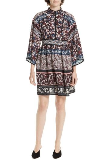 Women's Kate Spade New York Roseta Patchwork Silk Dress - Burgundy
