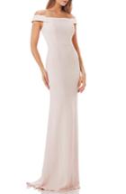 Women's Carmen Marc Valvo Crepe Gown - Coral