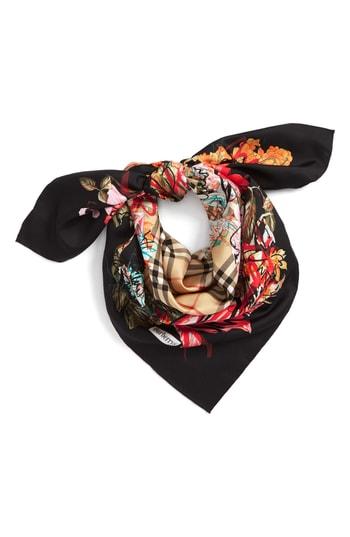Women's Burberry Floral Scribble Square Silk Scarf