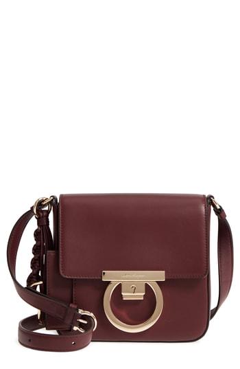 Salvatore Ferragamo Lock Flap Leather Crossbody Bag - Burgundy