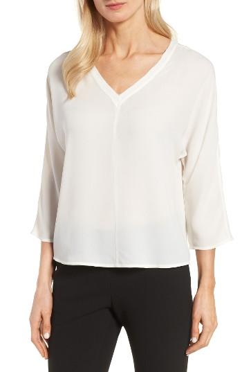 Petite Women's Halogen Back Tie Blouse, Size P - Ivory