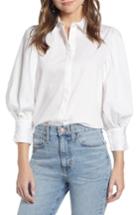 Women's Something Navy Full Sleeve Button Through Shirt - White