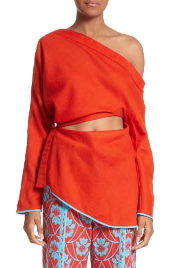 Women's Richard Malone Draped Split One-shoulder Top - Red