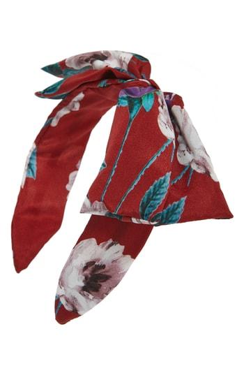 Cara Floral Bow Headband, Size - Red