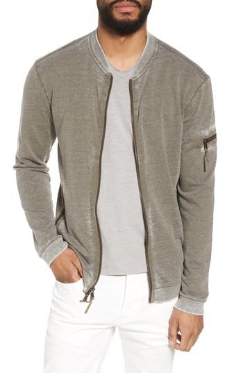 Men's John Varvatos Burnout French Terry Zip Sweater - Green