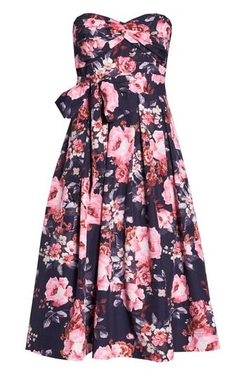 Women's 1901 Floral Strapless Midi Dress - Pink