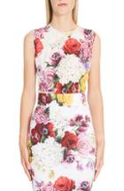 Women's Dolce & Gabbana Rose Print Stretch Silk Charmeuse Top Us / 38 It - White