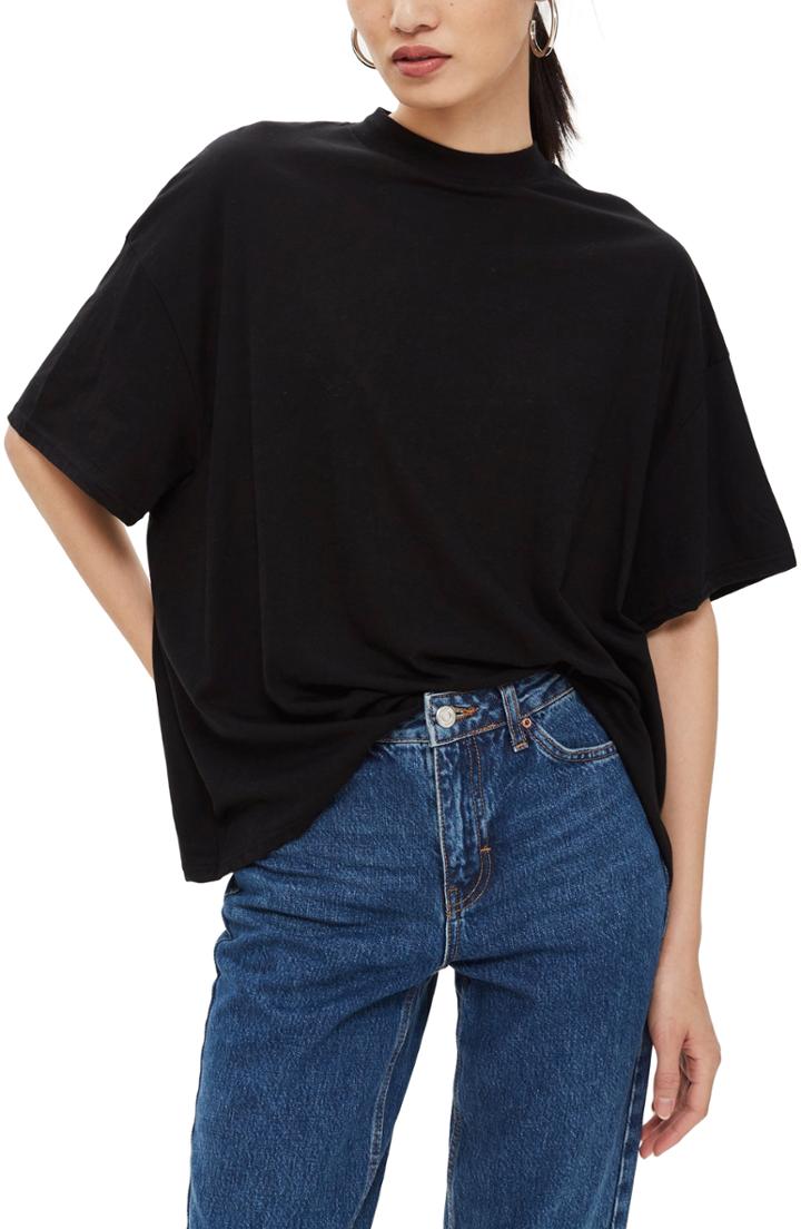 Women's Topshop High Neck Tee - Black