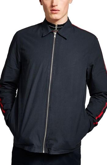 Men's Topman Stripe Sleeve Shirt Jacket - Blue