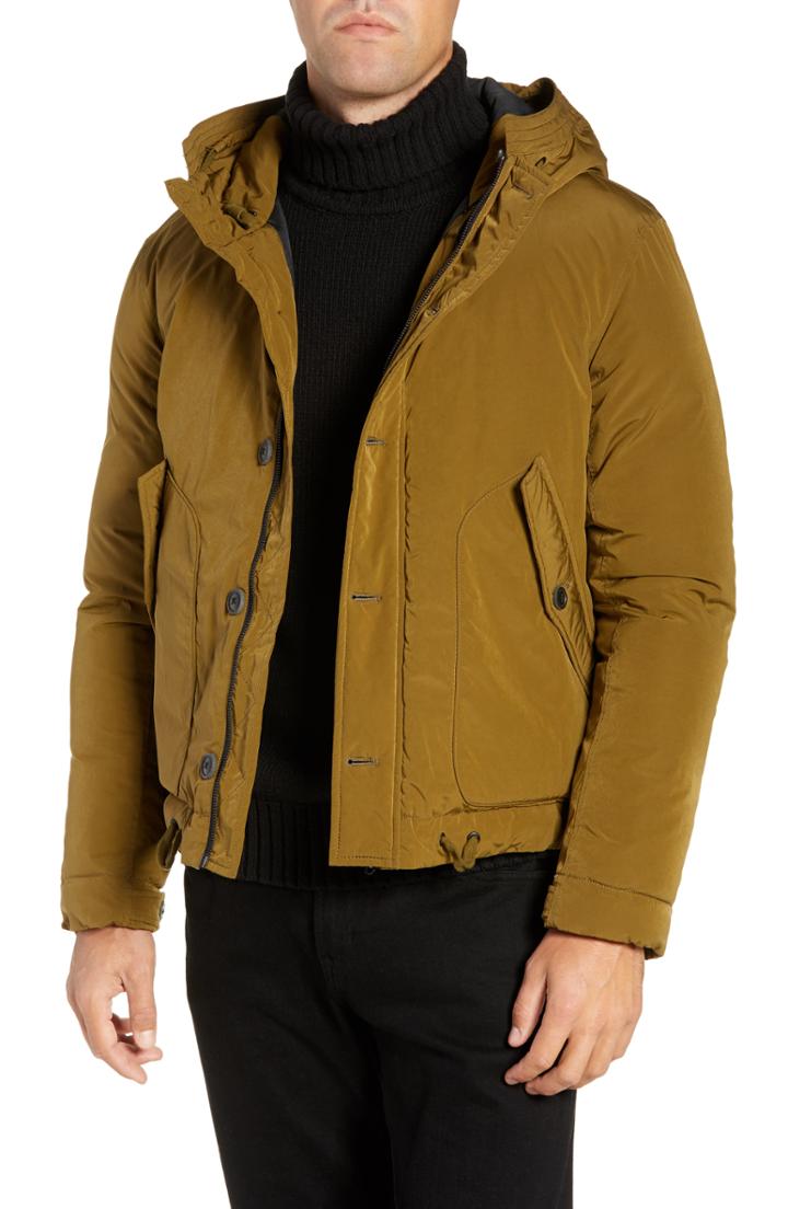 Men's French Connection Water Resistant Hooded Jacket, Size - Green