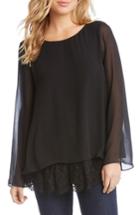Women's Karen Kane Lace Hem Tank With Sheer Overlay